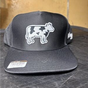 Men’s adult Black Cow Patch Baseball Cap by Waggle NWT